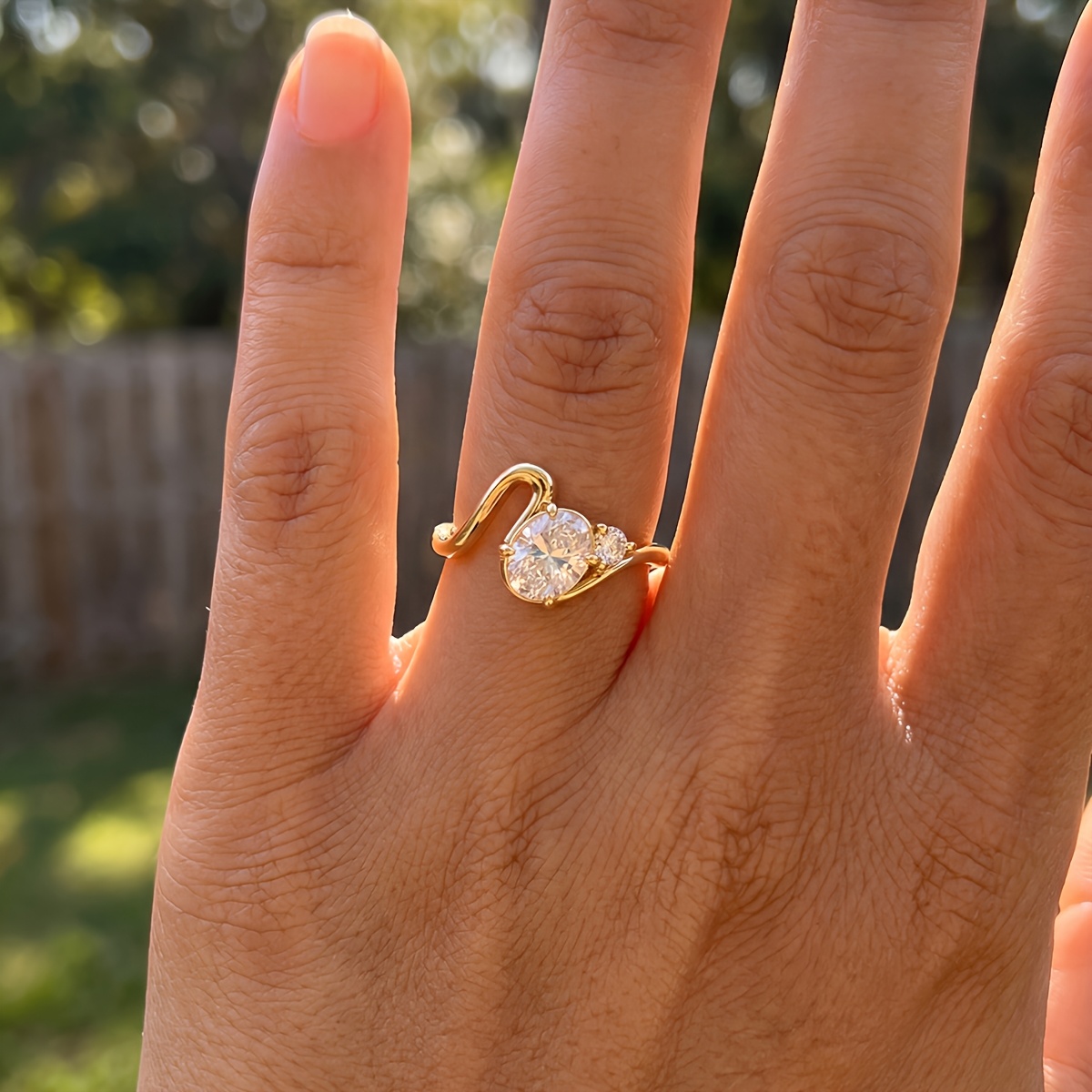 Women's Luxury Wave Egg-Shaped Wedding Ring, Elegant Gift